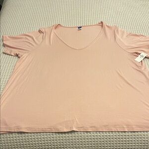 Women's Old Navy Blush Pink V-Neck Short Sleeve Luxe Tee. NWT Size XXL